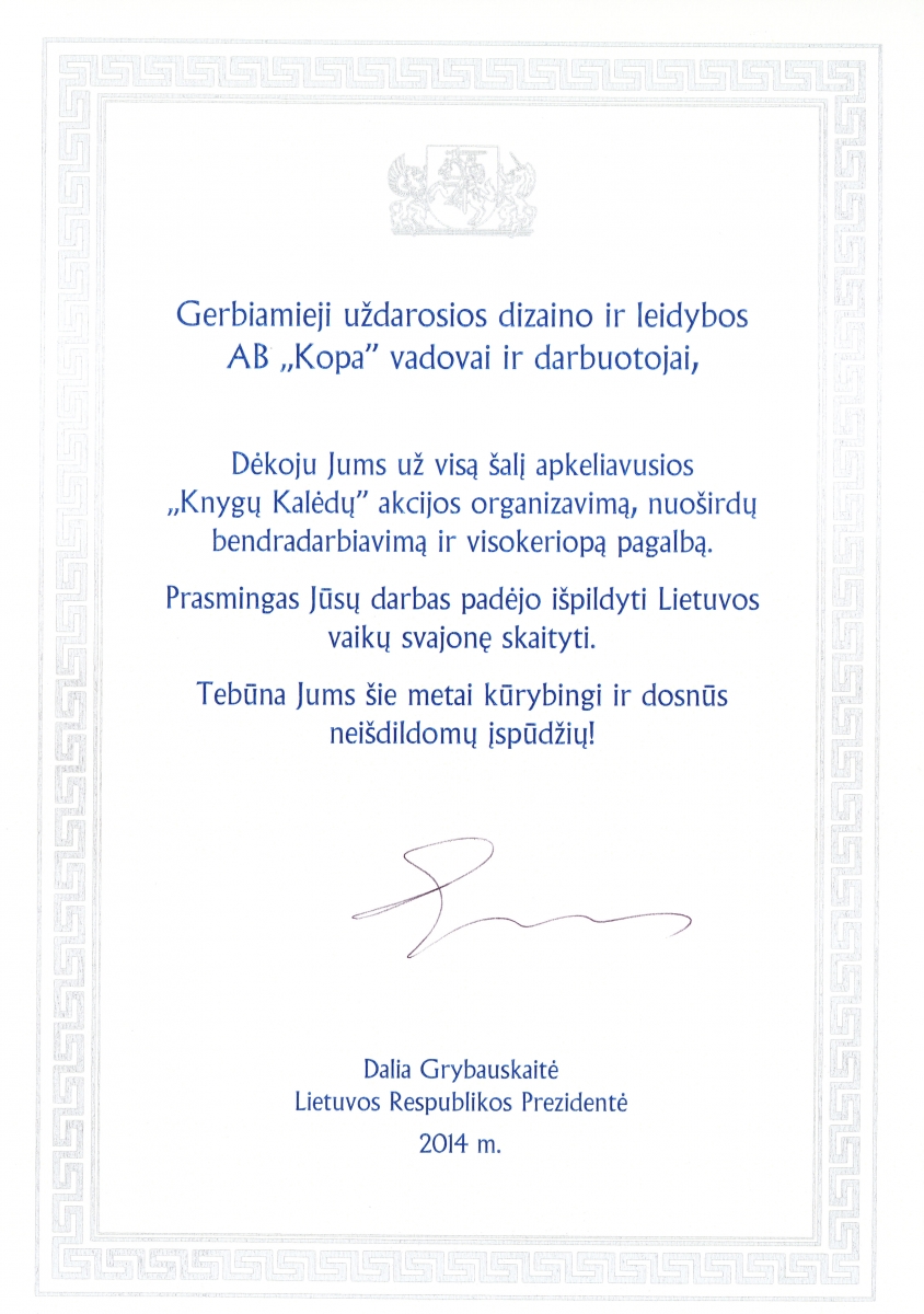 Padėka Knygų Kalėdos